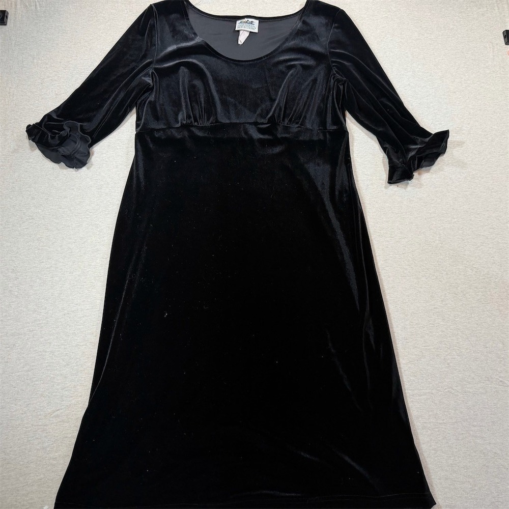 Northern‎ Reflections Dress Womens Size 16 Black Fit & Flare Midi Scoop